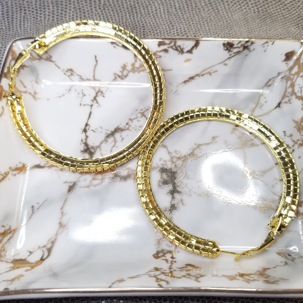 Baby Pink Rhinestone Hoops - Picture 4 of 4
